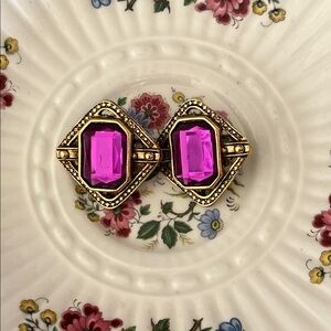 Vintage Purple gem and gold Victorian style stud earrings